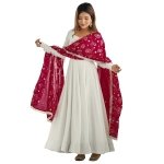 GoSriKi Women’s Elegant Wine Anarkali Kurta Set with Dupatta | Printed Traditional Soft Rayon Fabric