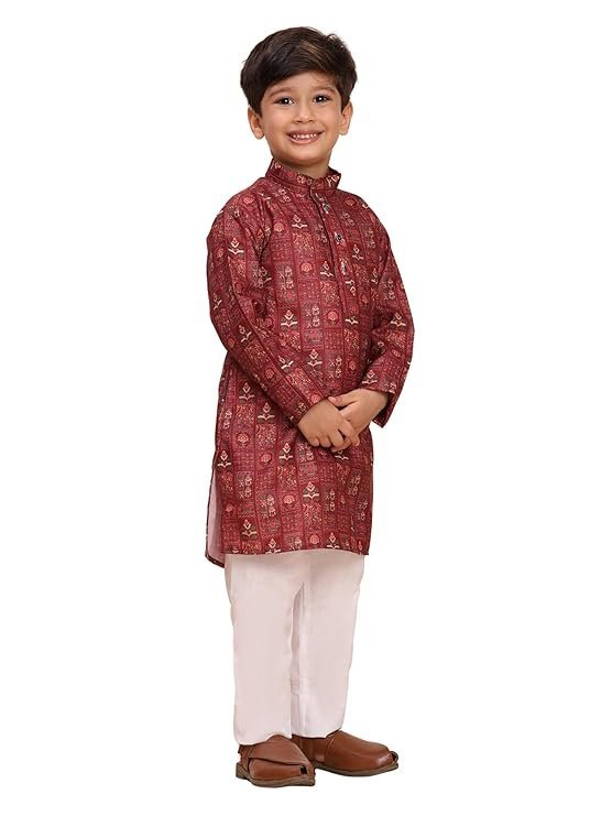 Pro-Ethic Style Developer Boys Heavy Cotton Printed Kurta and Pajama Set for Kid's Ethnic Wear