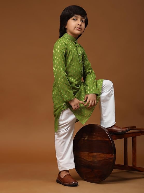 Pro-Ethic Style Developer Boy's Cotton Printed Kurta Pajama For Kid'S s Traditional Dress Kurta Pajama Set