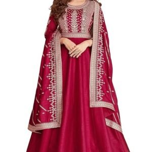 Omkar Tex's Anarkali Gown with Dupatta Set for Women, Ready to wear, Chinon Silk Fabric || Ethnic Gown