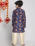 VASTRAMAY Boys Muslin Floral Kurta Set for Janmashtami, Diwali Ethnic Wear