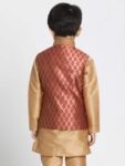 VASTRAMAY Black Cotton Silk Blend Boys Nehru Modi Jacket