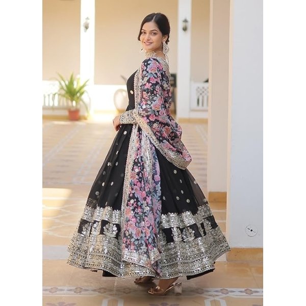 Fashion Basket Gergette Embroidered Long Anarkali