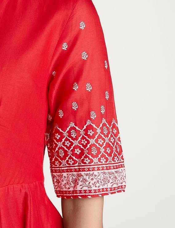 BIBA Women Cotton Anarkali Printed Kurta Churidar Suit Set