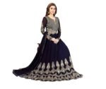 ANNI DESIGNER Women's Cotton Blend Anarkali Printed Kurta with Pant & Dupatta