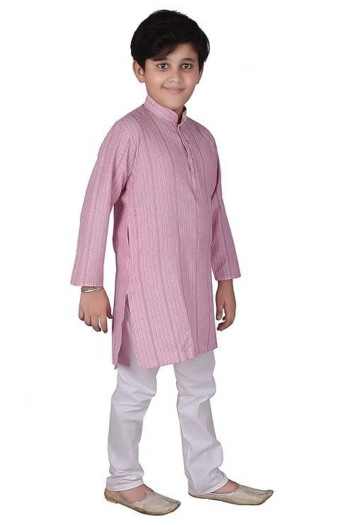 AJ DEZINES Boys Cotton Full Sleeve Solid Printed Kurta Pajama Set for Kids - Ethnic wear