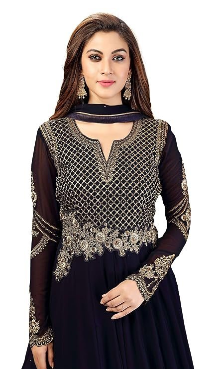 ANNI DESIGNER Women's Cotton Blend Anarkali Printed Kurta with Pant & Dupatta