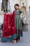 ANNI DESIGNER Women's Rayon Viscose Anarkali Solid Kurta with Pant & Dupatta