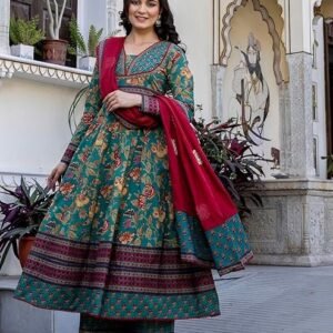 ANNI DESIGNER Women's Rayon Viscose Anarkali Solid Kurta with Pant & Dupatta