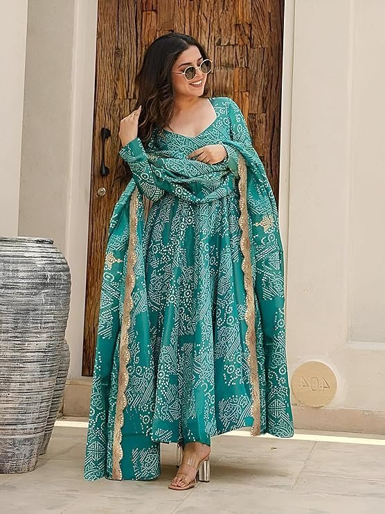 Women's Georgette Anarkali Kurta and Dupatta Set